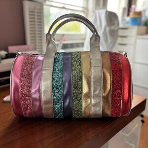 Bari Lynn Rainbow Glitter Duffel Bag